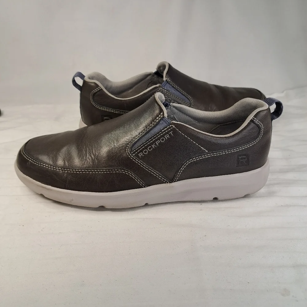 ROCKPORT Dark Gray Leather Slip On truWALK Sneakers Men's Size 8